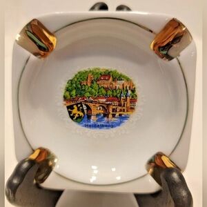 Heidelberg Gold Trim Ashtray Style Trinket Dish 3" Square.